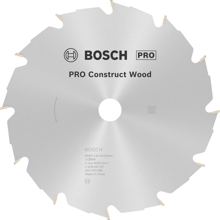Bosch 1x PRO Construction Wood Kreissägeblatt für Netz-Handkreissägen (für Bauholz mit Mörtel und Nä