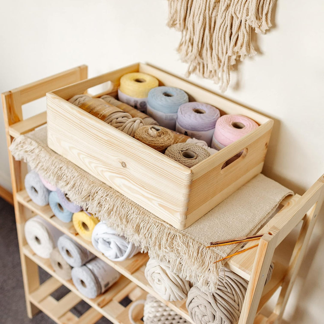 Creative Deco XL Grosse Holzkiste Obstkiste Korb | 40x30x13cm (+/-1cm) | mit Griffen | ohne Deckel |