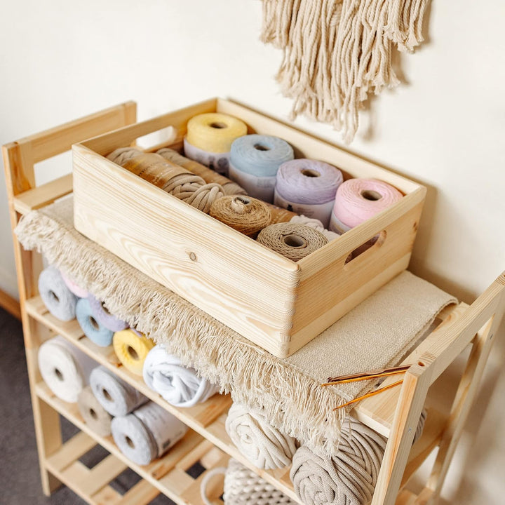 Creative Deco XL Grosse Holzkiste Obstkiste Korb | 40x30x13cm (+/-1cm) | mit Griffen | ohne Deckel |