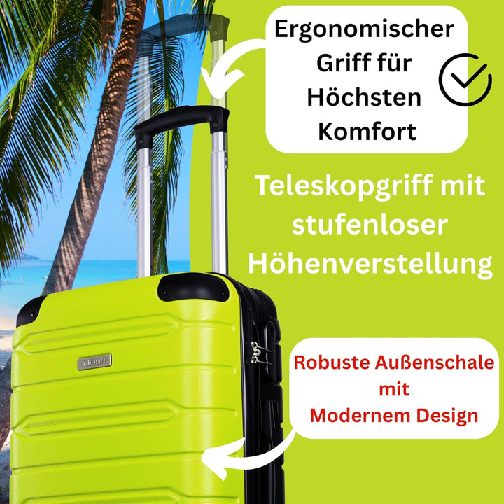 NOWI Handgepäck Koffer leicht – 40L Volumen – 8 Rollen 360° drehbar – Leichter ABS Koffer mit Zahlen