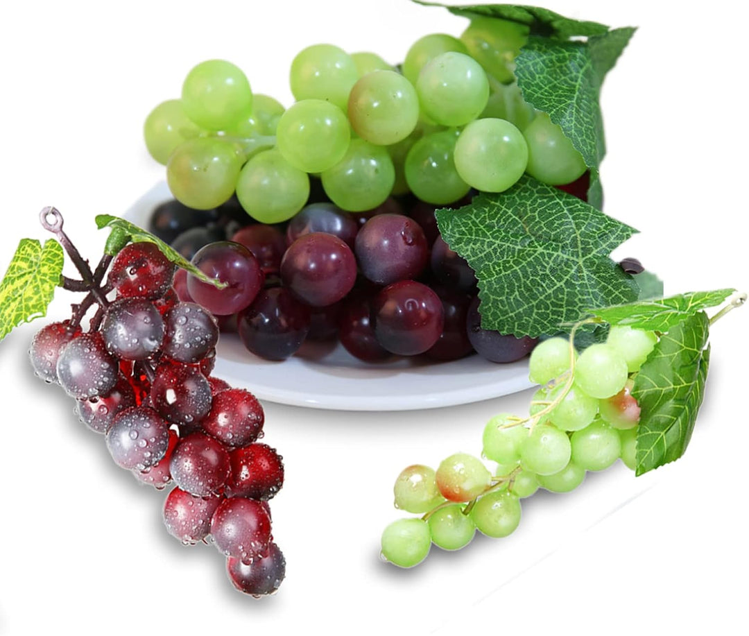 Molyorch 9 Stück Deko Kunststoff Weintrauben, Lebensechte Traube Deko, Künstliches Obst Gemüse Dekor