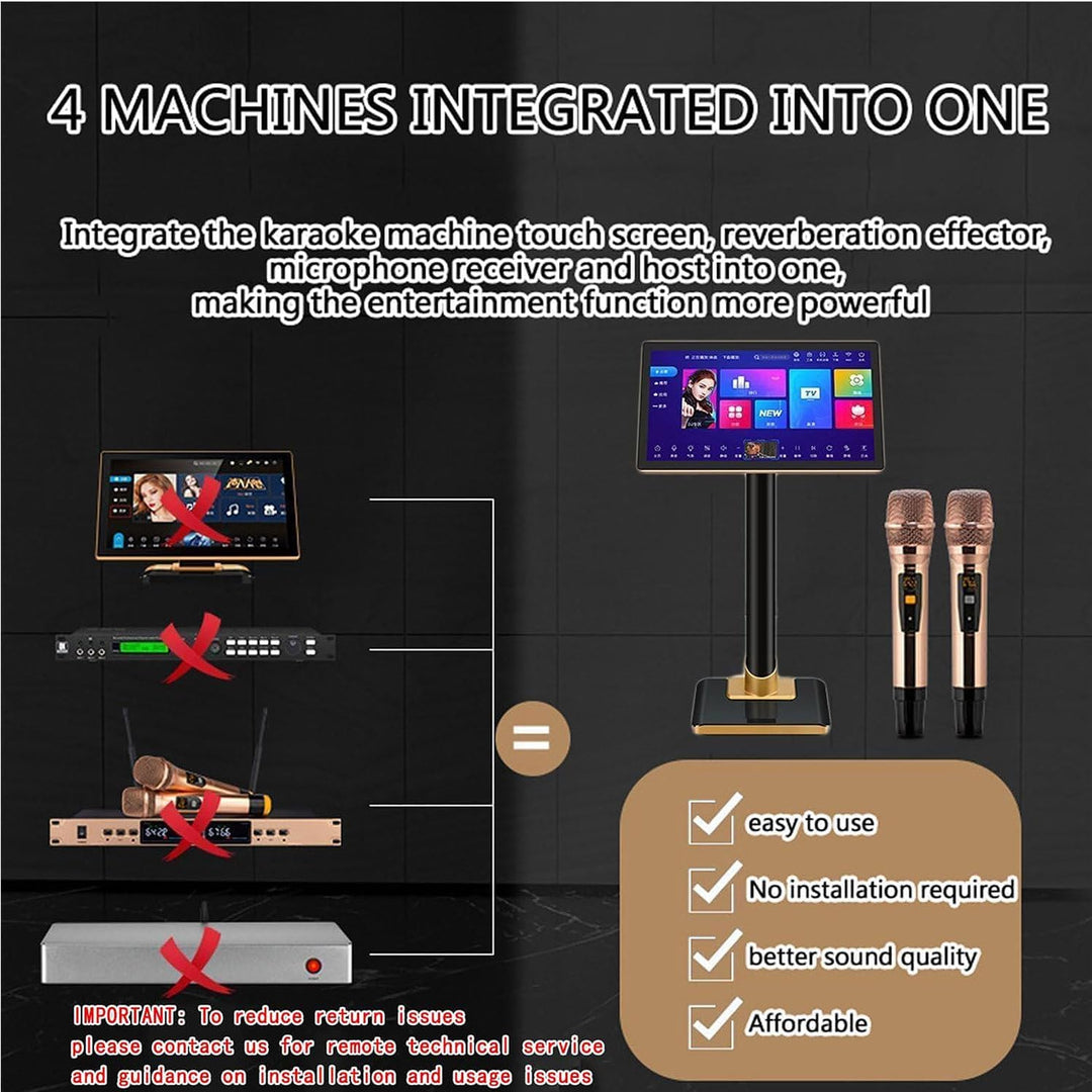 Professionelle 21,5-Zoll-Karaoke-Maschine,Kapazitiver Touchscreen-Karaoke-Player Mit Kabellosem Mikr