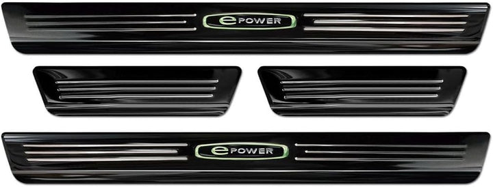 Black Inox door sill protectors compatible with Volkswagen ID.3 2020- 'E-Power' - 4-pieces