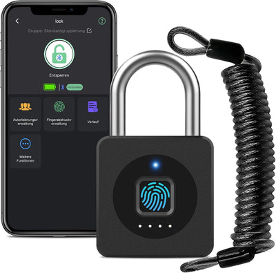 Eseesmart Smart Lock - Schloss mit Fingerabdruck Bluetooth APP iWatch Öffnen, Vorhängeschloss Finger