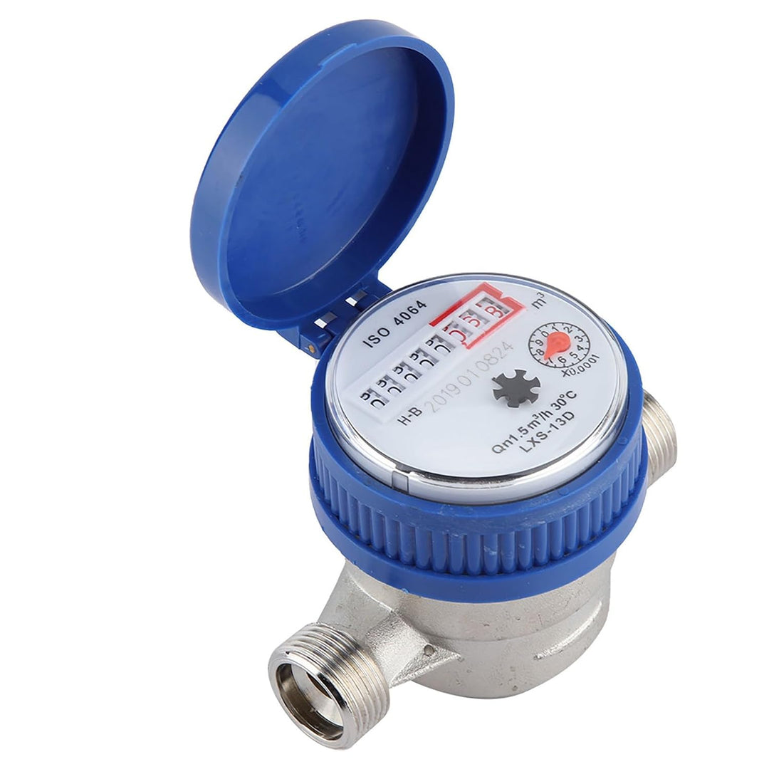 1/2 Zoll Wasserzähler, 15mm Geeicht Gartenwasserzähler, Kaltwasser Zapfhahnzähler mit Armaturen Schu