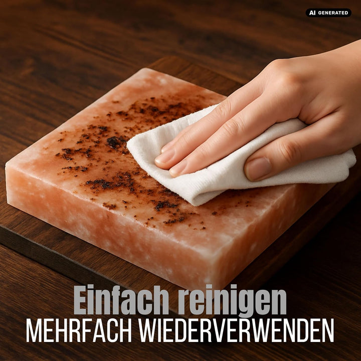 Grill Salzstein XL aus reinem Himalaya Salz - Steinsalzplatte als Grillaccessoire zum Grillen - inte