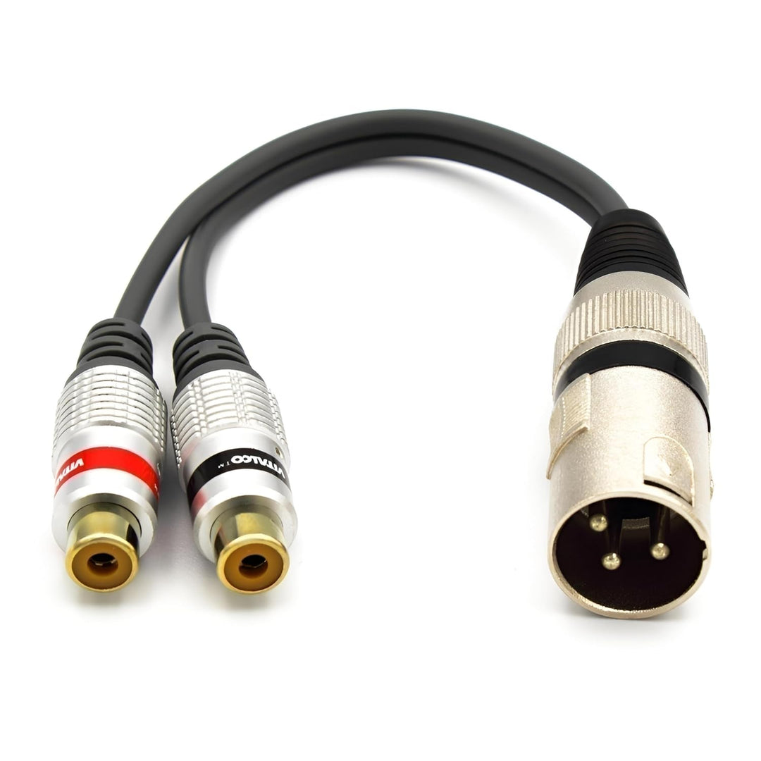 XLR Stecker auf 2x Cinch Buchse Adapter Mikrofon 3 Polig auf Chinch Audio Kabel Adapter XLR Male 2x
