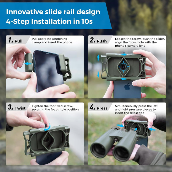 APEXEL Aktualisierung Universal Handy Adapter mit Fernauslöser,360°Drehung Kompatibel mit Fernglas B