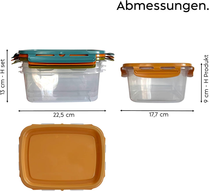 Snips, SnipsLock MIXCOLOR, Set 3 Vorratdosen 3 x 1,80 LT Rechteckig Voratdosen set, 23,5 x 18,5 x 13