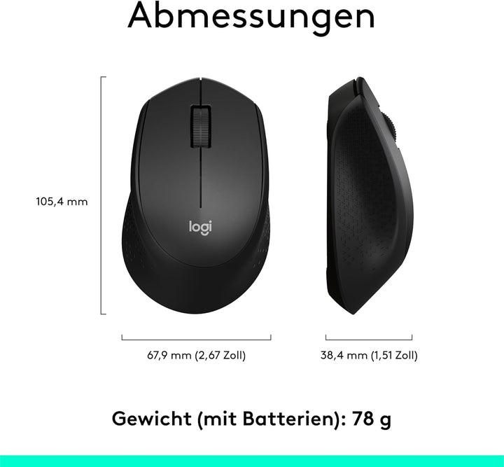 Logitech M280 Kabellose Maus, 2,4 GHz mit USB-Nano-Empfänger, 1000 DPI Optical Tracking, 3 Tasten, 1