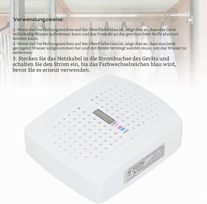 Mini-Luftentfeuchter, wiederverwendbar, Stumm, Feuchtigkeitsabsorber, automatischer Schutz, elektris
