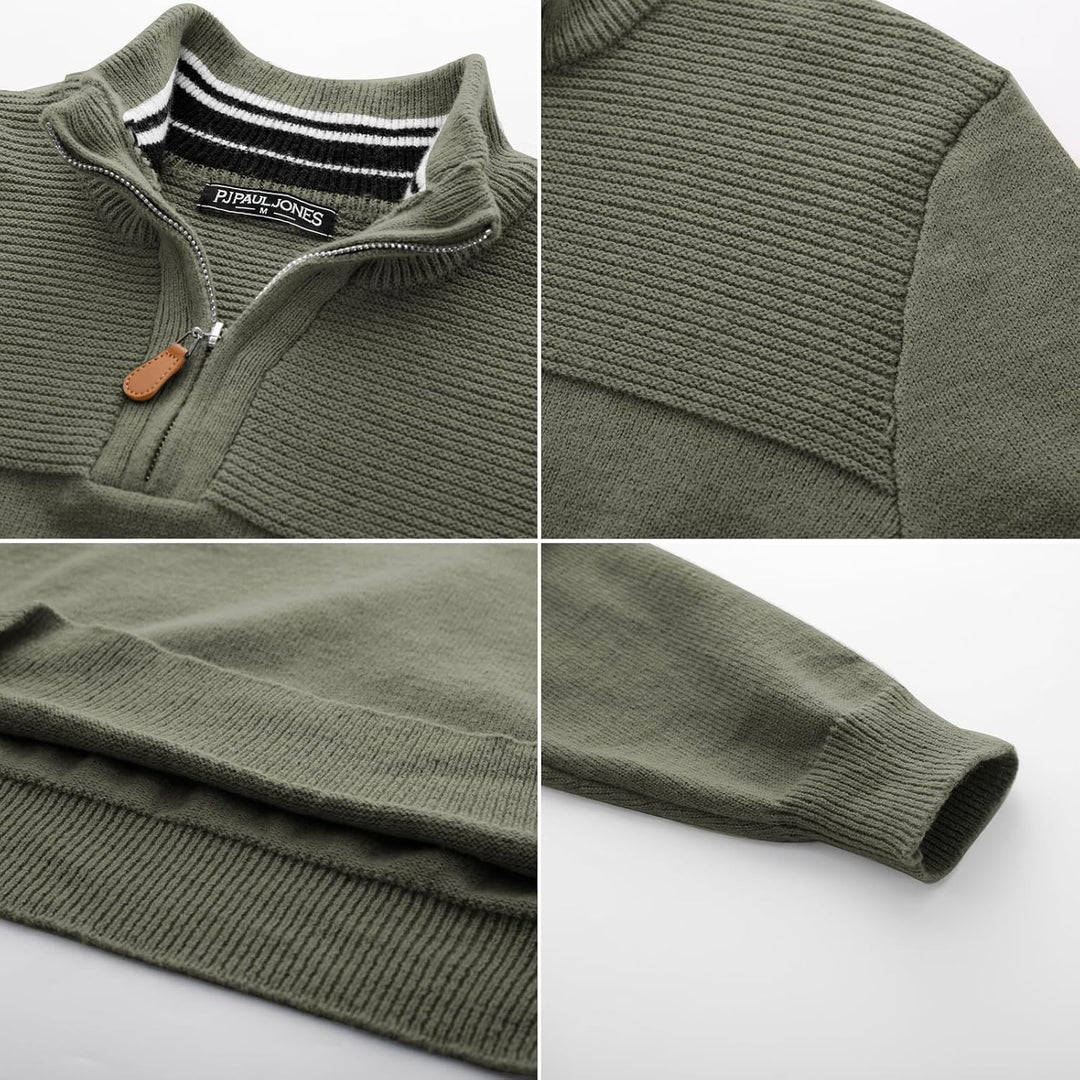 PJ PAUL JONES Troyer Pullover Herren mit Reissverschluss Arbeitspullover | Half Zip | Dicker | Stehk