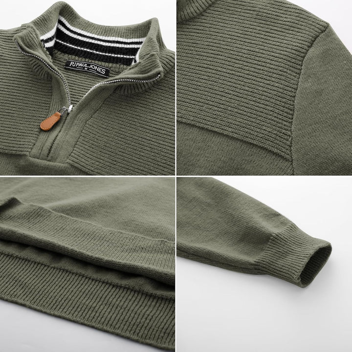 PJ PAUL JONES Troyer Pullover Herren mit Reissverschluss Arbeitspullover | Half Zip | Dicker | Stehk