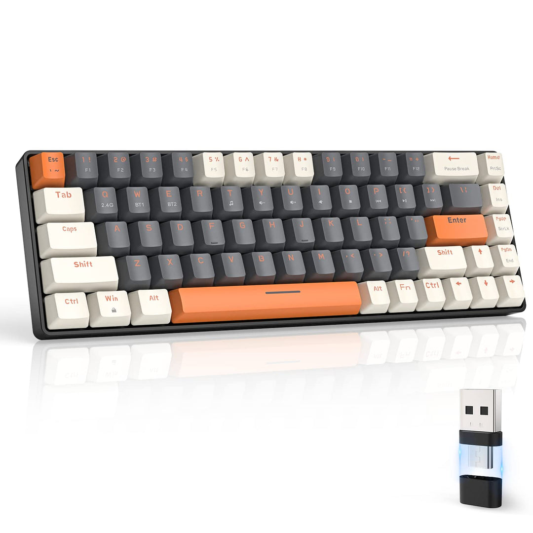 MAGIC-REFINER RK68 Kabellose Mechanische Gaming-Tastatur, Dual-Mode 2.4G Wireless/Bluetooth, 60% Pro