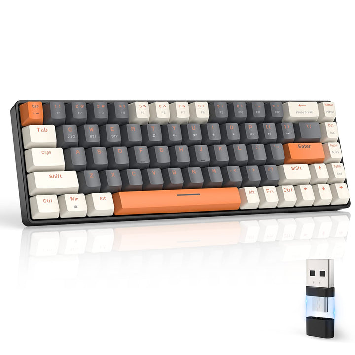 MAGIC-REFINER RK68 Kabellose Mechanische Gaming-Tastatur, Dual-Mode 2.4G Wireless/Bluetooth, 60% Pro