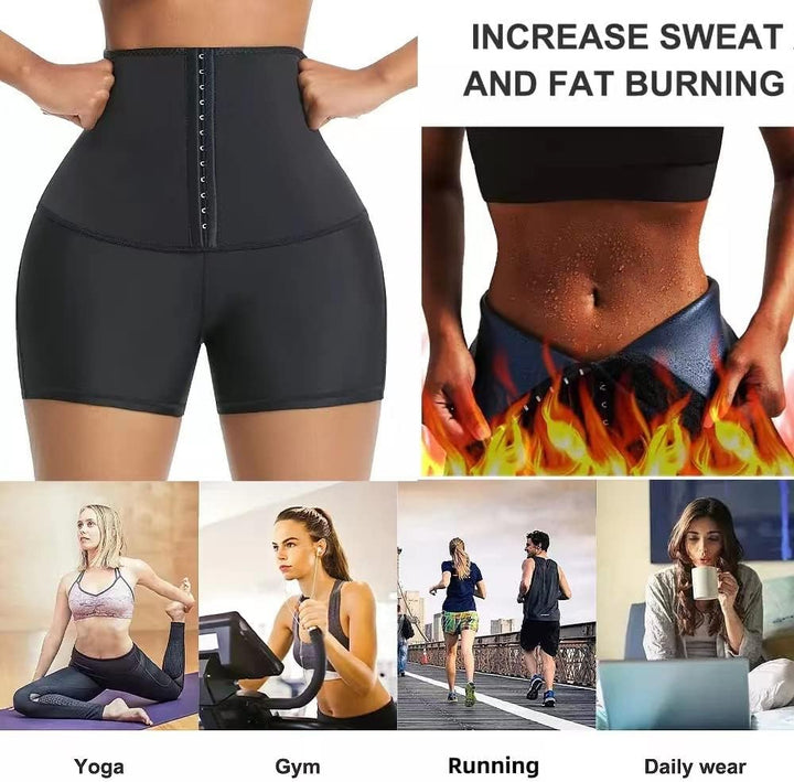 Damen Schwitzhose Zum Kurz Hosen Hohe Taille Sauna Shorts Hot Thermo Sweat Sporthose Verstellbare Sc