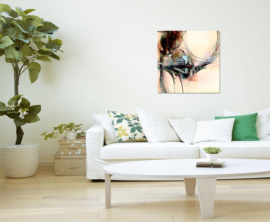 Paul Sinus Art Abstrakte Skyline - Abstrakt328_60x60cm Bild auf Leinwand Architektur Technik Abstrak