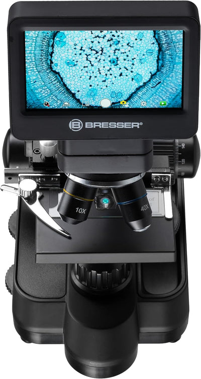 Bresser Mikroskop Biolux Touch 5 MP LCD Mikroskop für Schule und Hobby mit mechanischem Kreuztisch,