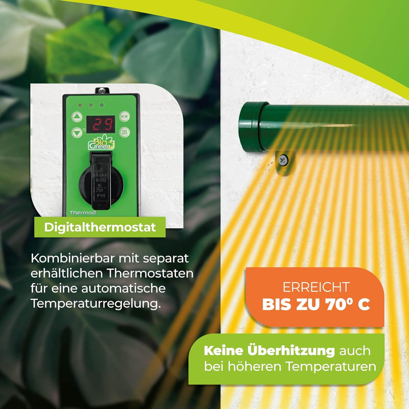 BioGreen Elektro-Gewächshausheizung Frostwächter 135 | 135 Watt Heizleistung | kompakte Stabform | s