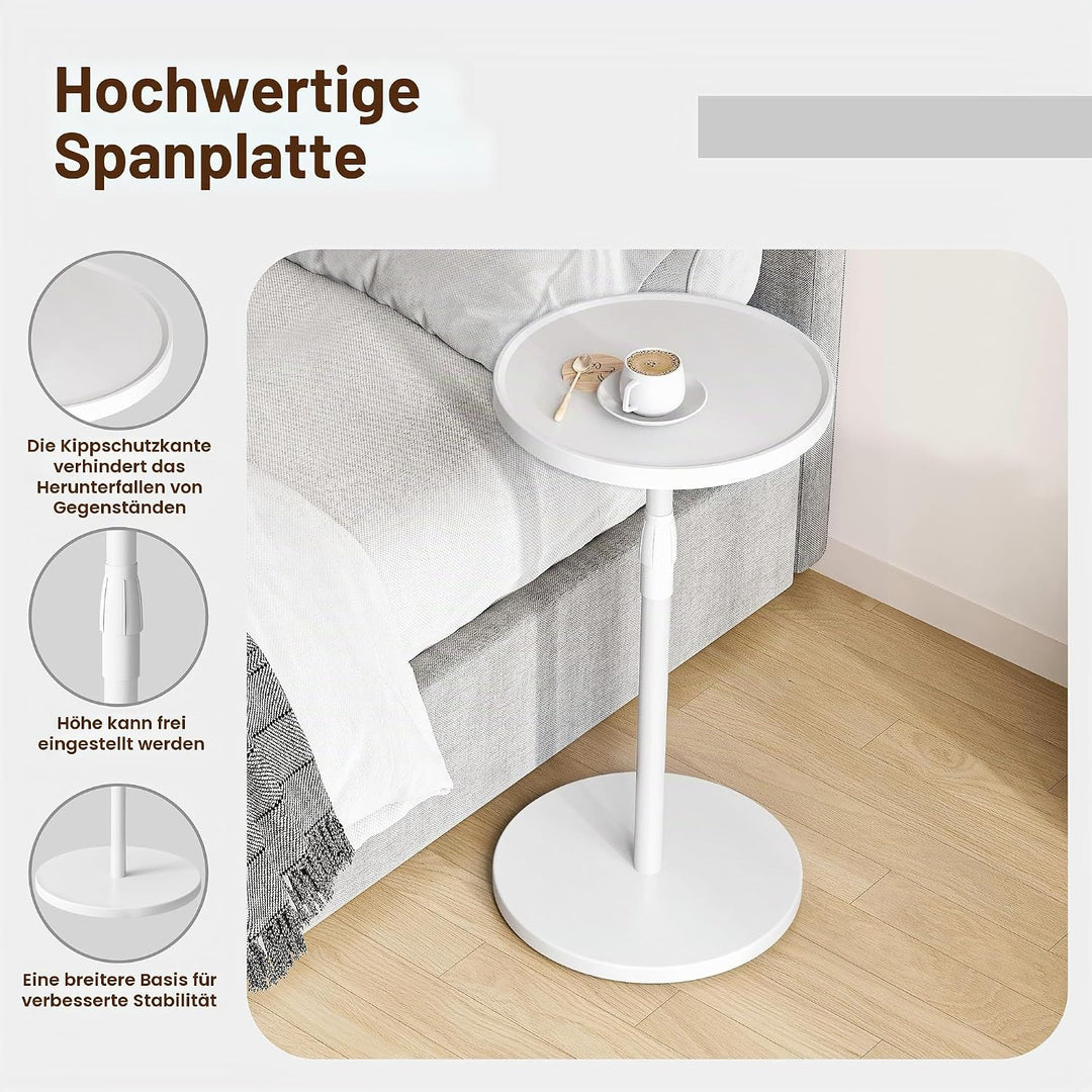 Beistelltisch Rund Verstellbarer Kleiner Tisch Nachttisch Holz Beistelltisch Couch für kleine Räume
