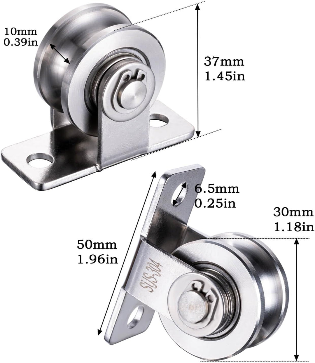 30mm Umlenkrolle Stahlseil, Umlenkrollen für Seile, Seilrolle mit 2 Kugellager | 4 Stück 4 30mm-2K,