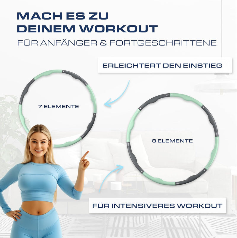 ELANI Hula Hoop Reifen Erwachsene - 1,2kg, 90cm Durchmesser, mit Wellenform und Trainingsguide, indi