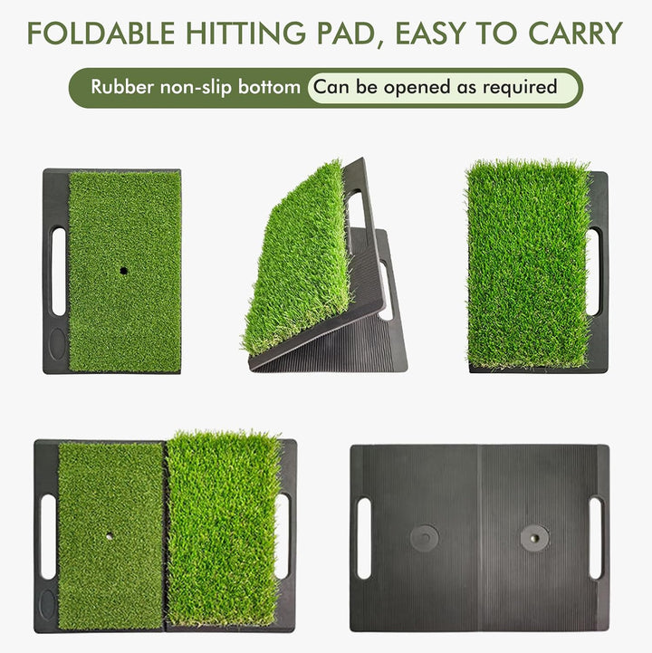 Golf Abschlagmatte 53.5 x 40 cm, Faltbare Golf-Schlagmatte, Tragbare Golf-Übungsmatte, Golf Übungsma