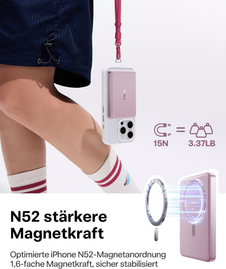 TORRAS MiniMag Powerbank für MagSafe, 10000mAh 22.5W Schnellladen Magnetische Power Bank Slim, Wirel