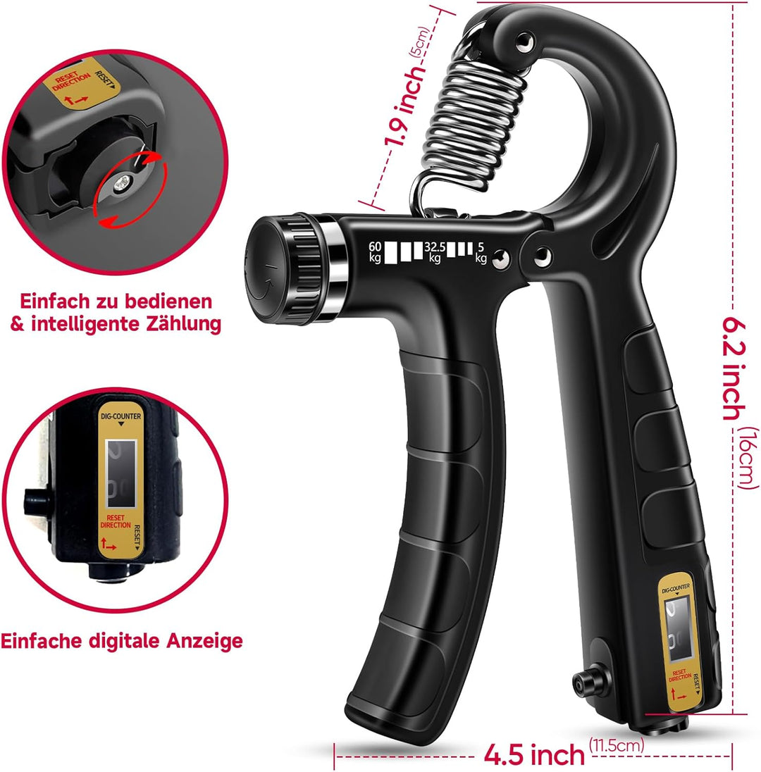 FitBeast Handtrainer Trainingsset (5-teilig), 2 Unterarmgriff Einstellbare Widerstand Handgreifer, F