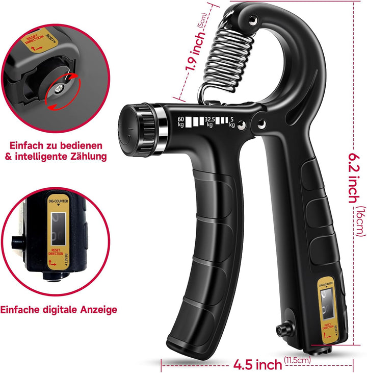 FitBeast Handtrainer Trainingsset (5-teilig), 2 Unterarmgriff Einstellbare Widerstand Handgreifer, F