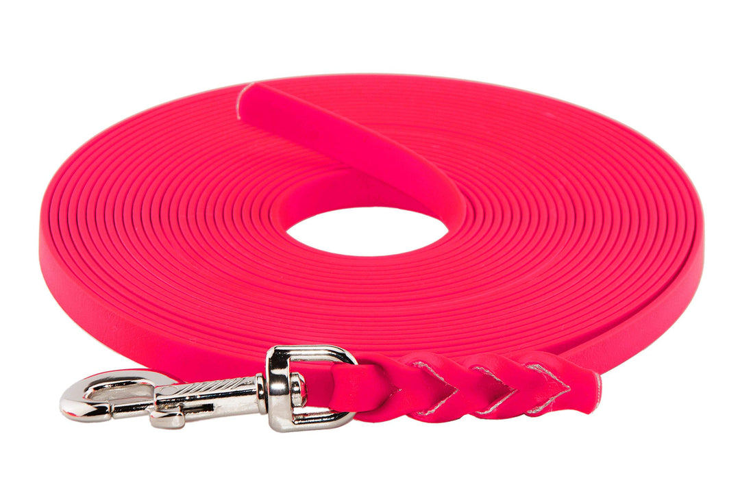 LENNIE BioThane Schleppleine, 9mm, Hunde 5-15kg, 1m lang, ohne Handschlaufe, Neon-Pink, geflochten 1