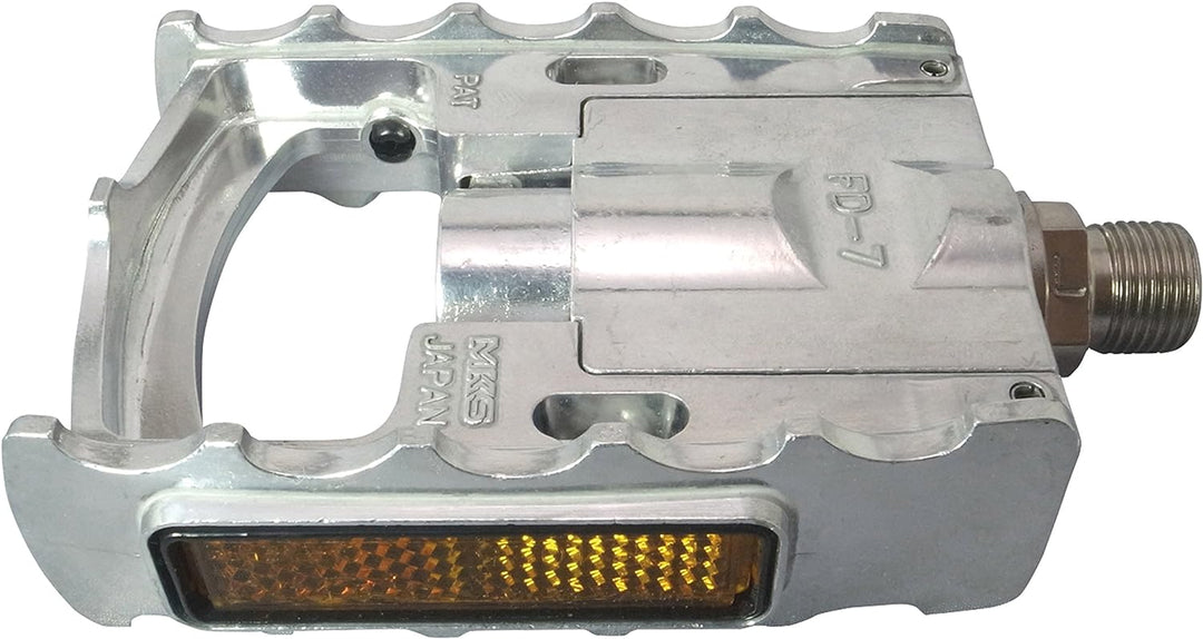 MKS (Mikashima) FD-7 Pedals, Made in Japan, Folding Pedals, Left and Right Set, Silver metallisch, m
