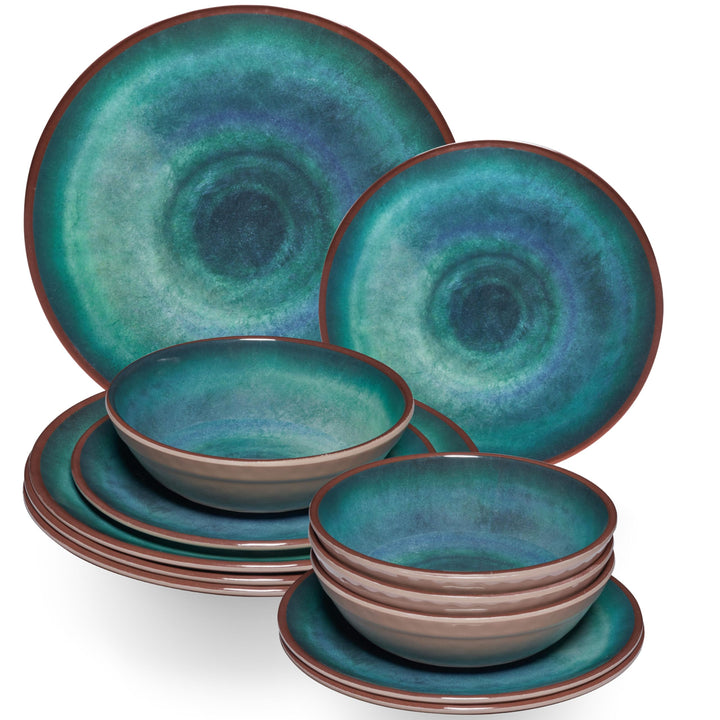 Melamin Campinggeschirr für 4 Personen 12 Teile - Geschirrset - Camping Geschirr