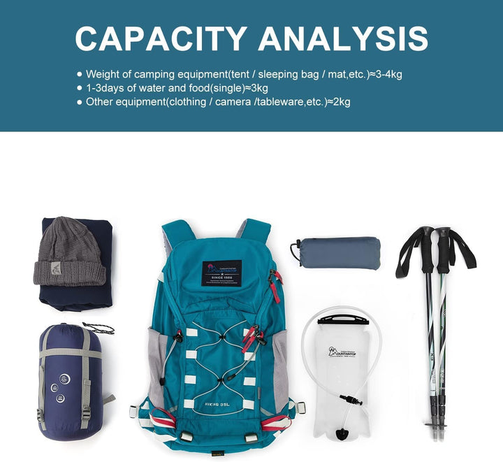 MOUNTAINTOP 35L Wanderrucksack Herren Damen Reiserucksack Trekkingrucksack Leicht Outdoor Camping Ru