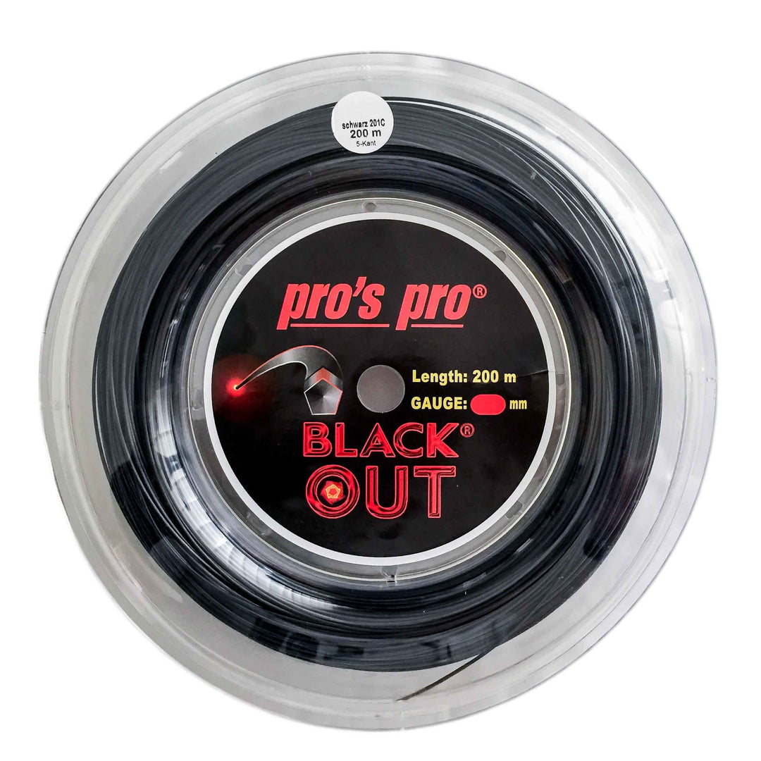 Pro's Pro BlackOut Tennissaite, 200 m Rolle, Schwarz 1.28mm, 1.28mm