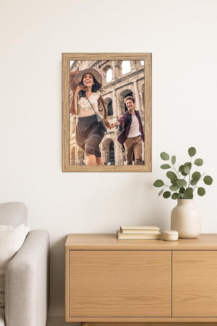 CABBEL Doppelpack (2er Set) Bilderrahmen 30x40 cm, Eiche, stabiles MDF-Holz Rahmen, bruchsicherem Pl