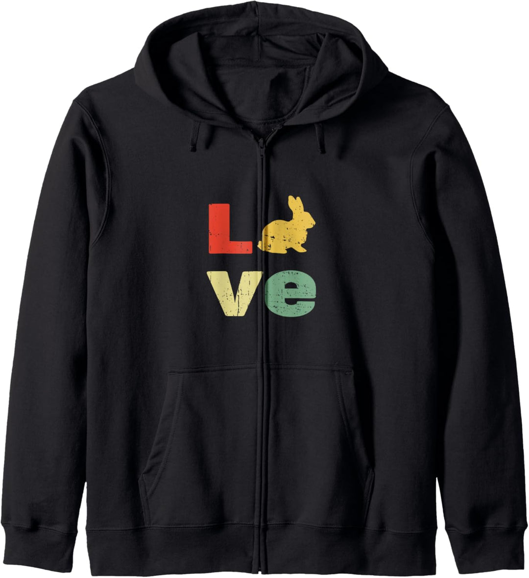 I Love Rabbit Bunny Silhouette Animal Lover Vintage Graphic Kapuzenjacke