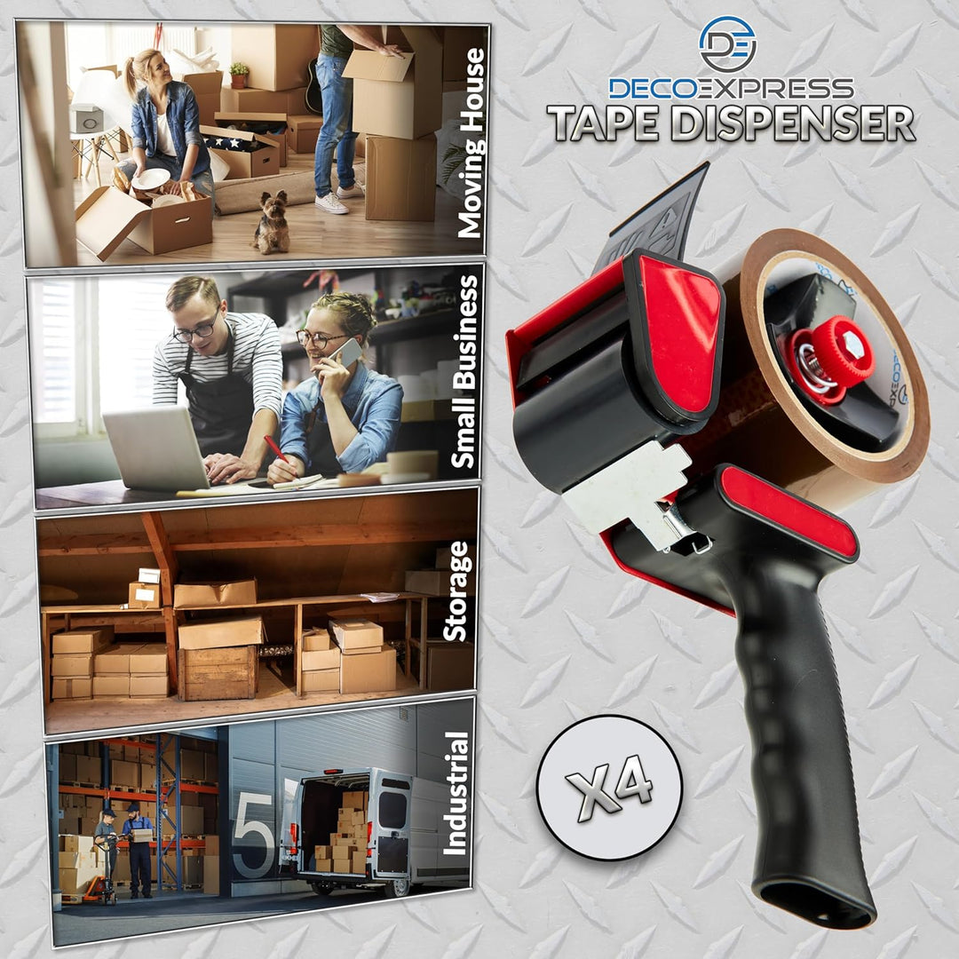 Paketklebeband mit Handabroller Set, Handheld Paketbandabroller und Rollen Paketklebeband zum Verpac