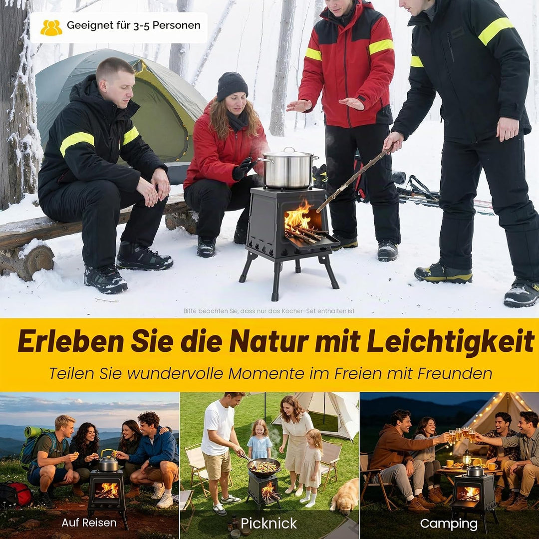 Zeltkocher, Outdoor Campingzelt Holzofen Zelt Herd, Tragbarer Holzofen für Camping, Boden Stehend Ga