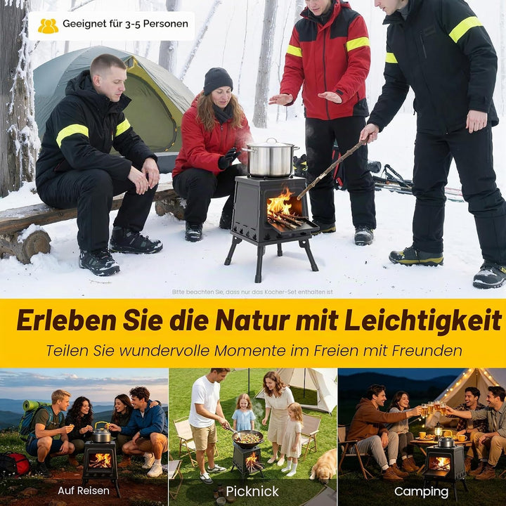 Zeltkocher, Outdoor Campingzelt Holzofen Zelt Herd, Tragbarer Holzofen für Camping, Boden Stehend Ga