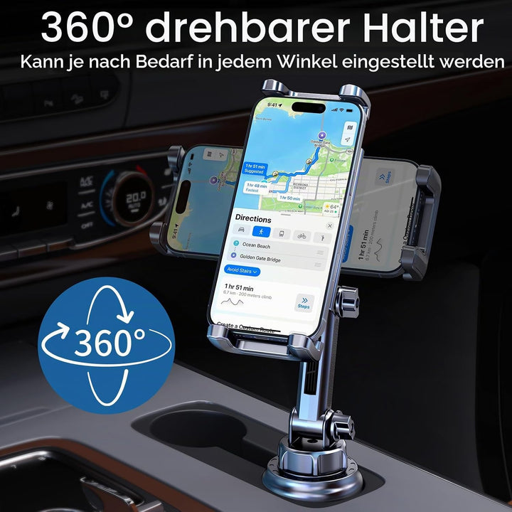 Cup Holder Telefon Tablet Mount für Auto, LKW, 360 ° drehbarer Standhalter und Verstellbarer Arm, ko