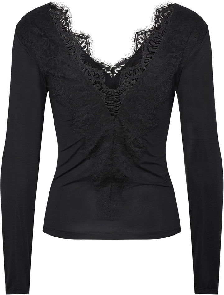 PIECES Damen Pcilu Ls Top Noos XL Schwarz, XL Schwarz