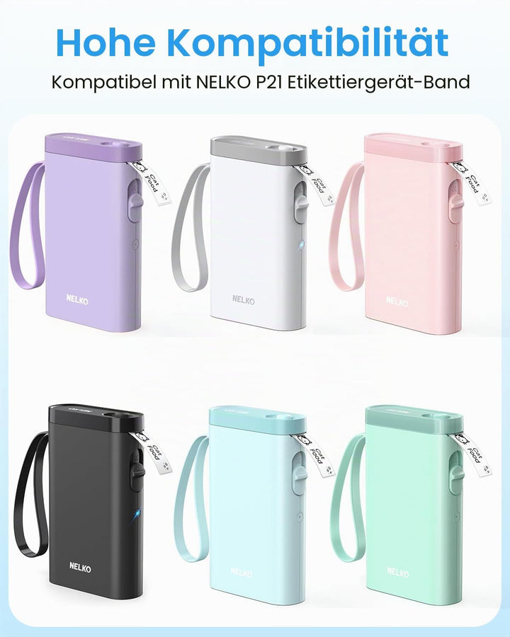 6 Rollen Kompatibel mit Nelko P21 Label Maker Tape, 14x40mm, Thermal Label Tape Ersatz für Nelko P21