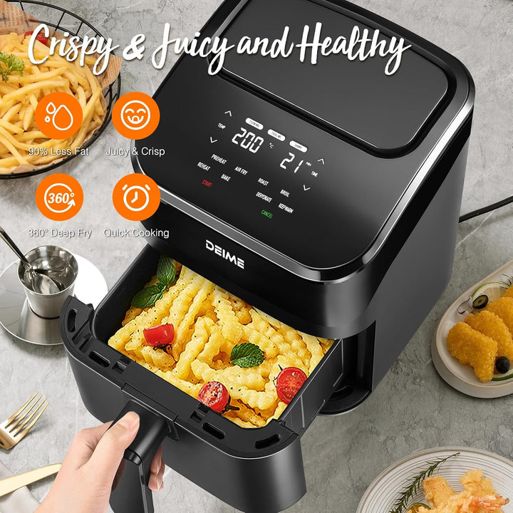 DEIME Heissluftfritteuse, 4,3 l, 8-in-1-Luftfritteuse, digital, platzsparend, kompakt, Backen, Aufwä
