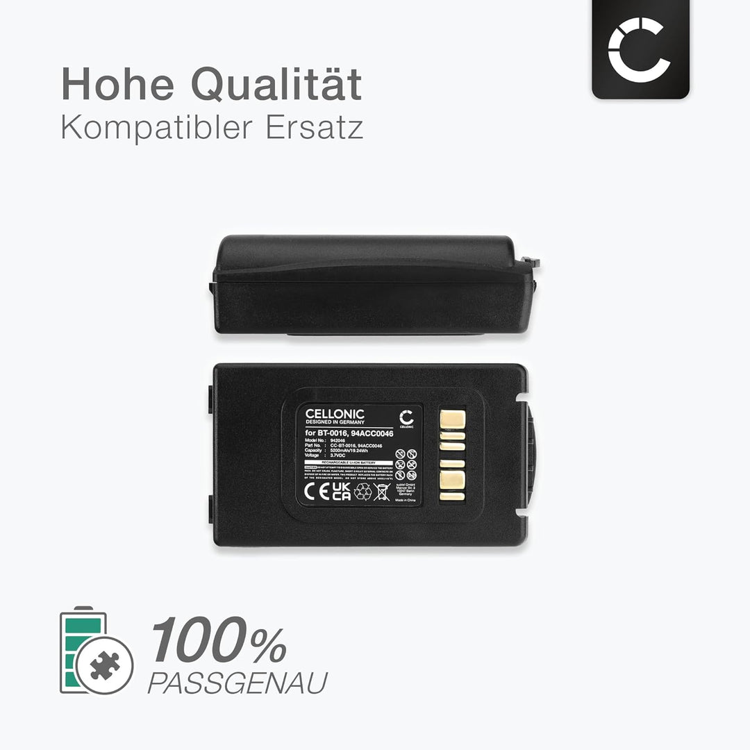 CELLONIC, Barcode-Scanner Akku kompatibel mit Datalogic Skorpio X3, Skorpio X4 (5200mAh, 3.7V)
