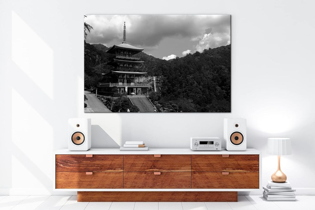 deyoli historische Tempelarchitektur Japans Effekt: Schwarz&Weiss,Format: 80x60 als Leinwandbild, Mo