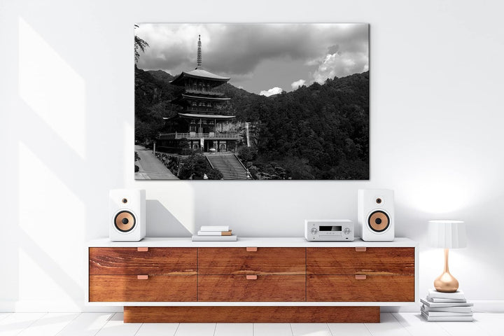 deyoli historische Tempelarchitektur Japans Effekt: Schwarz&Weiss,Format: 80x60 als Leinwandbild, Mo