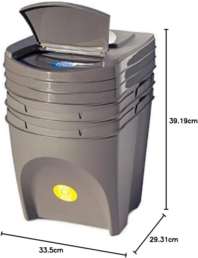 Mülleimer Abfalleimer Mülltrennsystem 75L - 3x25L Behälter Sorti Box Müllsortierer 3 Farben von rg-v