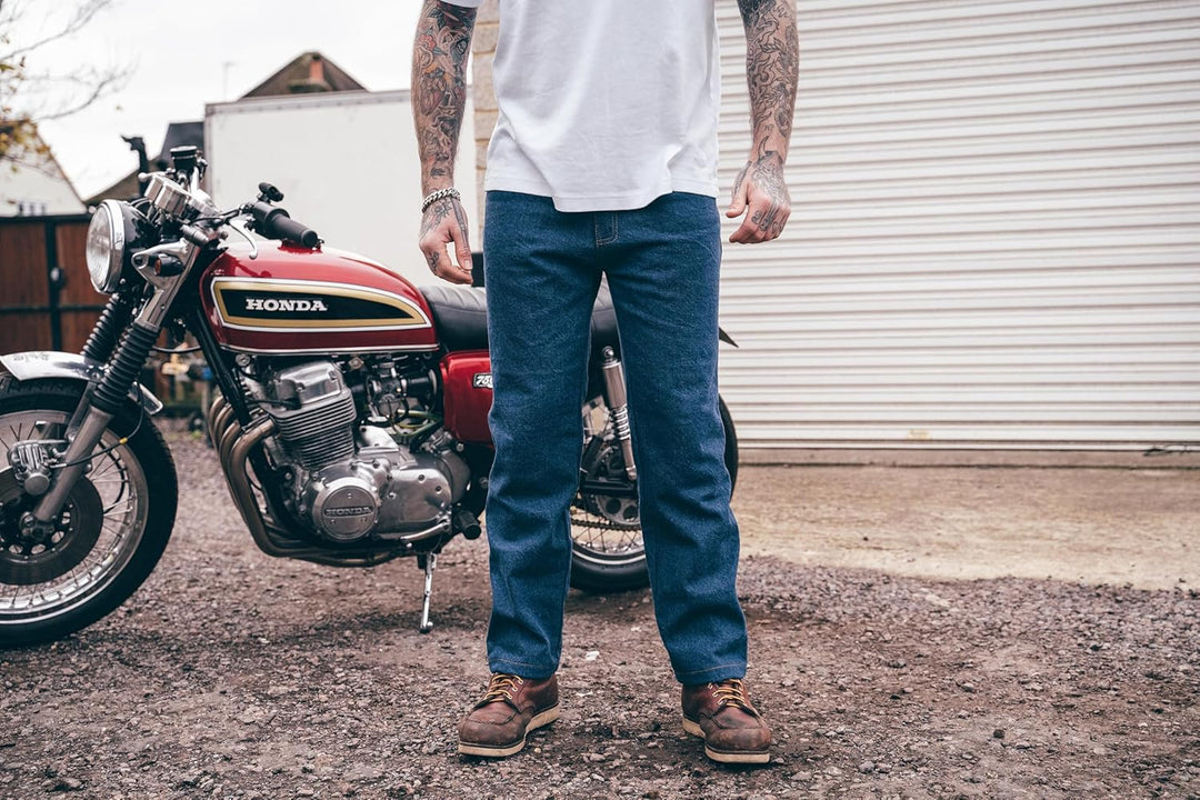 TEXPEED Motorradhose mit Protektoren - Denim Schützende Aramid Jeans - CE Rüstung Schutz enthalten (