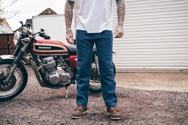 TEXPEED Motorradhose mit Protektoren - Denim Schützende Aramid Jeans - CE Rüstung Schutz enthalten (